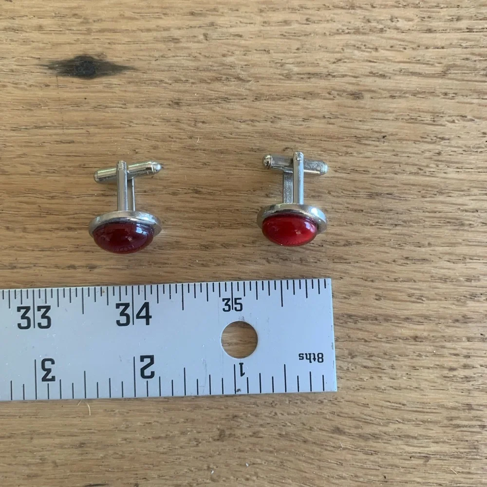 Deep Red Cufflinks Men’s Silver‎ Metals